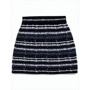 THOM BROWNE Textured Woven Black Miniskirt with Structured Silhouette